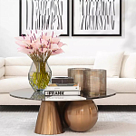 Дизайнерский журнальный стол с круглой столешницей на 3-х геометрических ножках Lehumod варинант исполнения - 4 | Loft Concept в Нижнем Новгороде