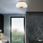 Подвесной светильник золотого цвета с полусферическим опаловым плафоном и декоративным элементом Elstead Lighting варинант исполнения - 9 | Loft Concept в Нижнем Новгороде