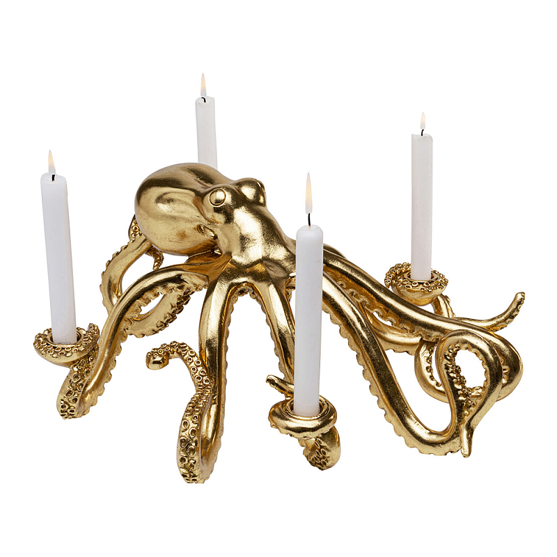 Большой Подсвечник золотой Осьминог Gold Octopus Candlestick  Глянцевое золото в Нижнем Новгороде | Loft Concept 