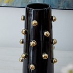 Ваза черная цилиндрическая с глянцевым покрытием и золотыми декоративными элементами Molecule Collection варинант исполнения - 2 | Loft Concept в Нижнем Новгороде