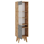 Шкаф-витрина с фасадом цвета серый бетон и стеклянной дверкой Grace of Furniture варинант исполнения - 2 | Loft Concept в Нижнем Новгороде