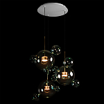 Люстра подвесная с прозрачными бирюзовыми стеклянными шарами и круглым основанием 3 лампы Giopato & Coombes варинант исполнения - 4 | Loft Concept в Нижнем Новгороде