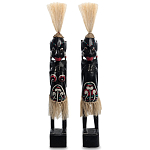 Комплект из 2-х деревянных статуэток Asmat Straw Headdress Statuettes Black Turquoise варинант исполнения - 5 | Loft Concept в Нижнем Новгороде