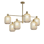 Люстра потолочная с абажурами из металлической сетки Loft Grid Pendant Gold варинант исполнения - 1 | Loft Concept в Нижнем Новгороде
