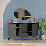 Комод цвета древесины с 3-мя дверцами и выдвижным ящиком темно-серого цвета SPARK CONSOLE OAK ANTHRACITE варинант исполнения - 2 | Loft Concept в Нижнем Новгороде