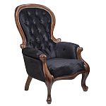 Кресло с мягкой обивкой из черного велюра на 4-х деревянных ножках Evelyn Classical Armchair варинант исполнения - 1 | Loft Concept в Нижнем Новгороде