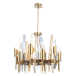 Люстра с вертикальными стеклянными элементами и металлическим каркасом цвета Латунь Vertical Glass варинант исполнения - 1 | Loft Concept в Нижнем Новгороде
