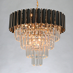 Люстра из черного металла с многоярусными подвесками из прозрачного хрусталя на золотой цепи Empire Black Chandelier Crystal варинант исполнения - 3 | Loft Concept в Нижнем Новгороде