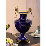 Ваза темно-синего цвета из фарфора с бронзовыми стрекозами Eden Garden porcelain and bronze варинант исполнения - 3 | Loft Concept в Нижнем Новгороде
