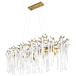 Люстра подвесная прямоугольная с бронзовыми акцентами и прозрачными стеклянными каплями Droplet Chandelier варинант исполнения - 3 | Loft Concept в Нижнем Новгороде