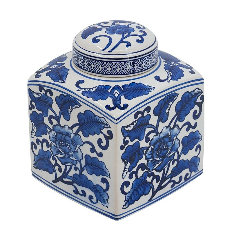 Ваза с крышкой в китайском стиле Oriental Blue & White Ornament Vases Синий Белый в Нижнем Новгороде | Loft Concept 