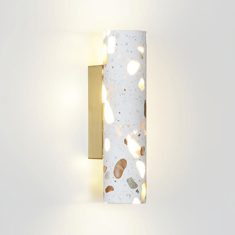 Бра с цилиндрическим белым бетонным плафоном Terrazzo Light Бронза Серый в Нижнем Новгороде | Loft Concept 