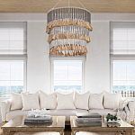 Люстра трехъярусная с декором из круглых деревянных бусин с кисточками Gray Brown Wooden Beads Chandelier варинант исполнения - 5 | Loft Concept в Нижнем Новгороде