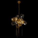 Люстра подвесная со стеклянными плафонами из дымчатого и золотистого с шестью вертикальными подвесками Gilded Mirage  варинант исполнения - 6 | Loft Concept в Нижнем Новгороде