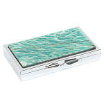 Таблетница карманная прямоугольная на 7 отделений с зеркалом и накладкой из натурального камня Амазонит Silver Stone Pillboxes варинант исполнения - 1 | Loft Concept в Нижнем Новгороде