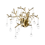 Бра в форме ветвей деревьев золотого цвета с прозрачными подвесками-каплями Droplet Bra варинант исполнения - 3 | Loft Concept в Нижнем Новгороде