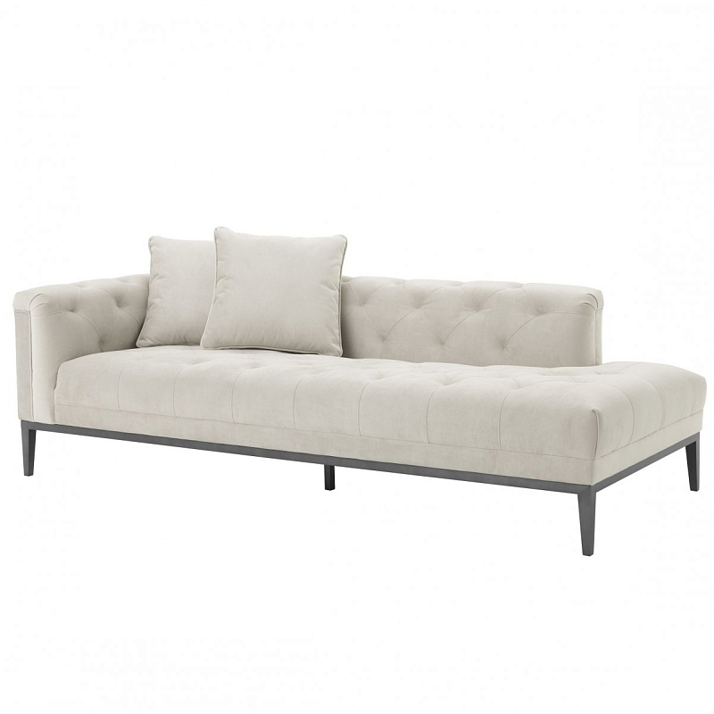 Кушетка Eichholtz Lounge Sofa Cesare Left Pebble grey Бежево-серый Темная бронза в Нижнем Новгороде | Loft Concept 