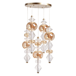 Люстра с плафонами из прозрачного и янтарного стекла в виде шаров и ромбов Gabriel Scott Luna варинант исполнения - 2 | Loft Concept в Нижнем Новгороде