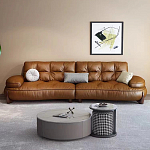 Диван двухместный кожаный с каркасом из массива дерева Medieval Furniture варинант исполнения - 1 | Loft Concept в Нижнем Новгороде