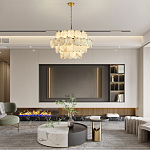 Люстра четырехъярусная с подвесками в форме дисков Cryptocrystalline Stone варинант исполнения - 6 | Loft Concept в Нижнем Новгороде