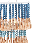 Подвесной светильник двухъярусный с декором из круглых деревянных бусин с кисточками Blue Wooden Beads Chandelier варинант исполнения - 1 | Loft Concept в Нижнем Новгороде