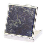 Таблетница карманная квадратная с 4-мя отделениями с зеркалом и накладкой из натурального камня Содалит Silver Stone Pillboxes варинант исполнения - 2 | Loft Concept в Нижнем Новгороде