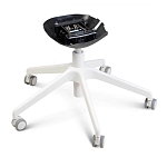 Стул с мягкой синей обивкой из велюра и подъемно-поворотным механизмом на белых колесиках Harper Blue and White варинант исполнения - 5 | Loft Concept в Нижнем Новгороде