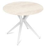 Стол обеденный с круглой столешницей из керамики на четырех белых ножках Sand Ceramics варинант исполнения - 3 | Loft Concept в Нижнем Новгороде