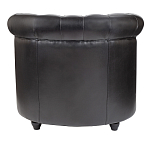Кресло кожаное с мягкими подлокотниками на 4-х деревянных ножках Logan Leather Armchair black варинант исполнения - 3 | Loft Concept в Нижнем Новгороде