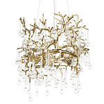 Подвесная люстра в виде ветвей деревьев золотого цвета с прозрачными подвесками-каплями 8 и 14 ламп Droplet Chandelier варинант исполнения - 1 | Loft Concept в Нижнем Новгороде