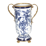 Ваза с бронзовыми ручками и синим цветочным узором Blue & White Ornament варинант исполнения - 1 | Loft Concept в Нижнем Новгороде