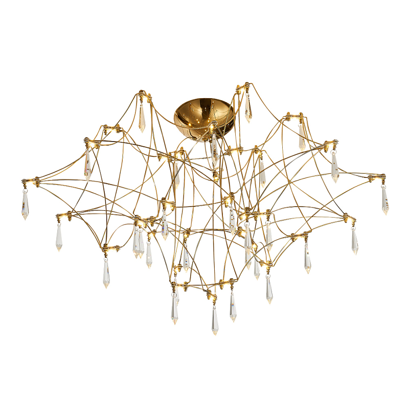 Потолочный светильник с тонкой металлической конструкцией цвета золото Quasar Золотой Прозрачный в Нижнем Новгороде | Loft Concept 