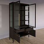 Витрина Primo со стеклянными фасадами и буфетом шпон Темный орех варинант исполнения - 4 | Loft Concept в Нижнем Новгороде