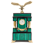 Часы настольные из натурального камня Малахит с декором в виде орла Eagle Stone Clock варинант исполнения - 1 | Loft Concept в Нижнем Новгороде