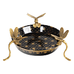 Блюдо черного цвета из фрафора на бронзовых ножках в виде стрекоз Eden Garden варинант исполнения - 2 | Loft Concept в Нижнем Новгороде