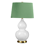 Настольная лампа с белым фигурным основанием на латунном основании и зеленым тканевым конусным абажуром Elstead Lighting варинант исполнения - 1 | Loft Concept в Нижнем Новгороде