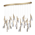 Люстра с золотистыми трубками и прозрачными стеклянными листьями на подвесах Sylva  варинант исполнения - 3 | Loft Concept в Нижнем Новгороде