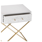 Приставной столик с выдвижным ящиком  White Table Carved Pattern варинант исполнения - 2 | Loft Concept в Нижнем Новгороде
