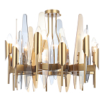 Люстра с вертикальными стеклянными элементами и металлическим каркасом цвета Латунь Vertical Glass варинант исполнения - 2 | Loft Concept в Нижнем Новгороде