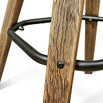 Барный стул со спинкой и металлической подставкой на 4-х деревянных ножках Коричневый Велюр Vendramin Chair варинант исполнения - 3 | Loft Concept в Нижнем Новгороде