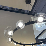 Люстра подвесная круглая с 12-ю прозрачными куполообразными плафонами и черным металлическим основанием Flos Wireline Lighting варинант исполнения - 6 | Loft Concept в Нижнем Новгороде