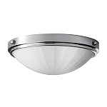 Потолочный светильник для ванных комнат цвета хром с белым матовым ребристым плафоном в форме полусферы Feiss варинант исполнения - 1 | Loft Concept в Нижнем Новгороде