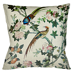 Подушка декоративная с изображением птицы в саду Beige Chinoiserie Birds in the Rose Garden Cushion варинант исполнения - 1 | Loft Concept в Нижнем Новгороде