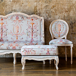 Мягкая банкетка из массива бука серая с растительным орнаментом Raffael Grey Floral Banquette варинант исполнения - 7 | Loft Concept в Нижнем Новгороде