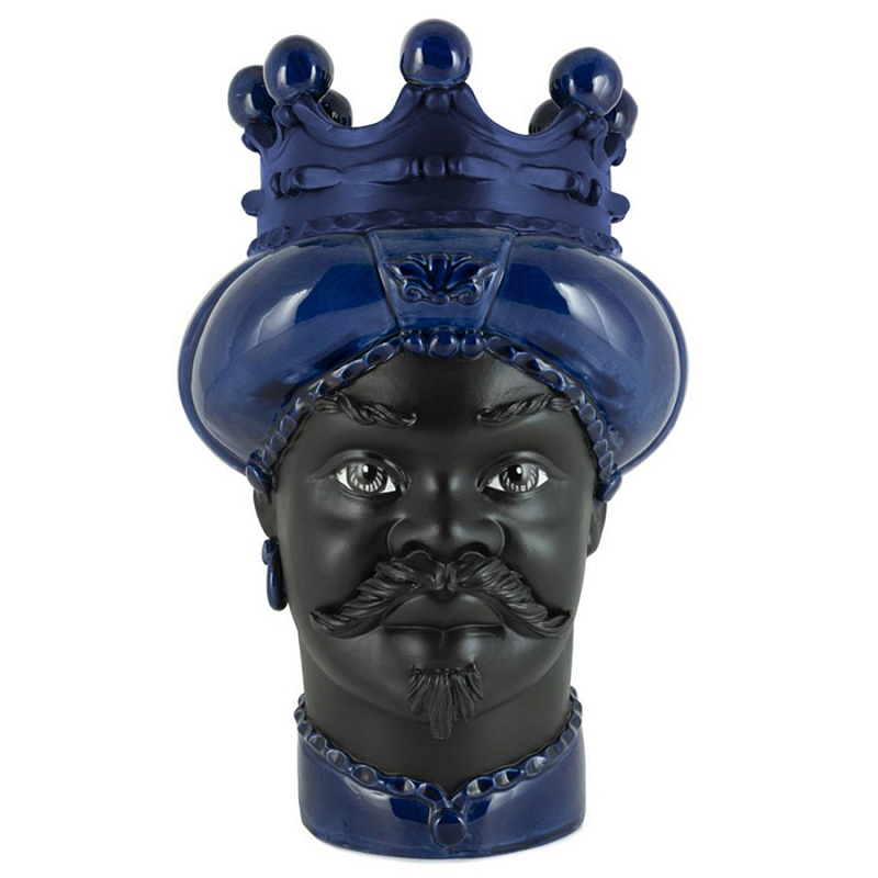 Ваза Vase Moro Man Crown Dark Blue Черный Темно-синий в Нижнем Новгороде | Loft Concept 