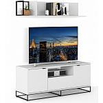 ТВ-тумба белая с  2-мя дверцами и ящиком Strict Lines варинант исполнения - 5 | Loft Concept в Нижнем Новгороде