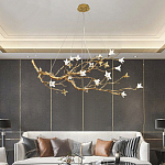 Люстра в виде золотой ветки с цветами Glass Flower Pendant Light варинант исполнения - 4 | Loft Concept в Нижнем Новгороде