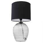 Настольная лампа с черным цилиндрическим тканевым абажуром и фактурным прозрачным основанием Black Cone варинант исполнения - 2 | Loft Concept в Нижнем Новгороде