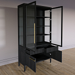 Витрина Primo со стеклянными фасадами и буфетом шпон Черный дуб варинант исполнения - 4 | Loft Concept в Нижнем Новгороде