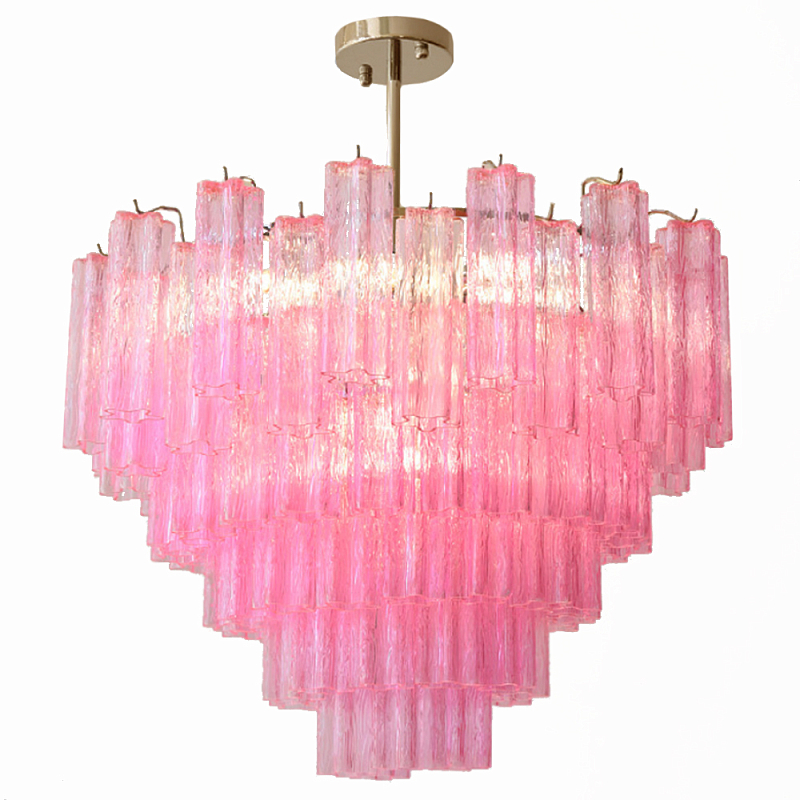 Элитная Люстра Textured Glass Pink Chandelier Ярко Розовое стекло Розовый Золотой Элитная Люстра Textured Glass Pink Chandelier Ярко Розовое стекло Розовый Золотой в Нижнем Новгороде | Loft Concept